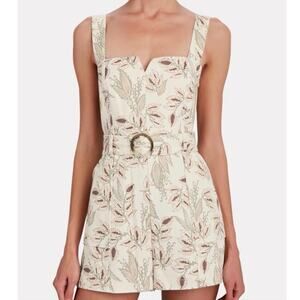 Intermix Stefania Cream Floral Belted Twill Sleeveless Romper